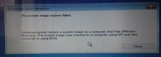 An Error Message that Has Prevented the System Image Restoration