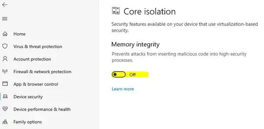 Credential guard was already turned off