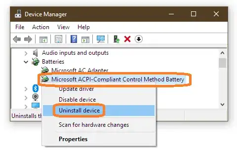 Uninstall Battery Charging Driver