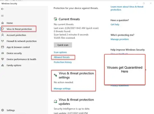 Win Defender main screen