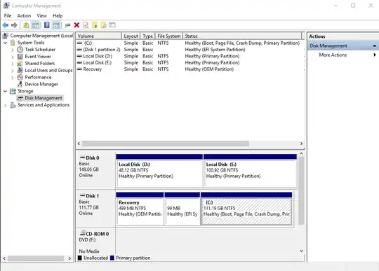 Image of my disk management