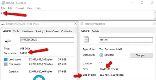 file size on FAT32 disk