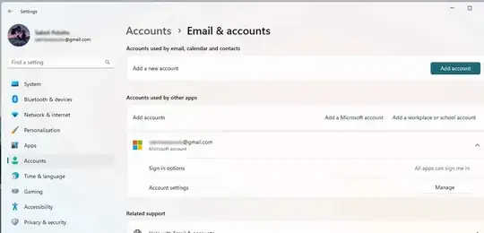 Email & accounts view