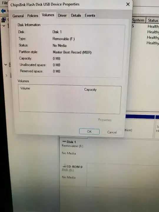 As shown in windows disk management