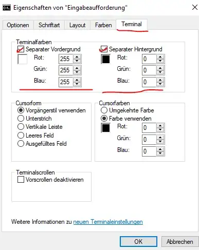 Here you can then set your preferred Back- and Foreground colors