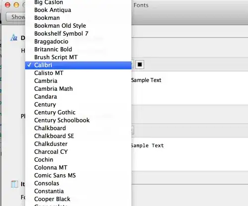 default font selection dialog box