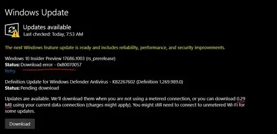 Build 17686 Error 0x80070057 Windows Update