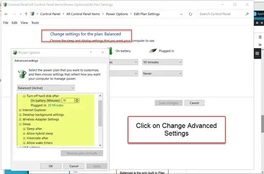 Advanced power settings