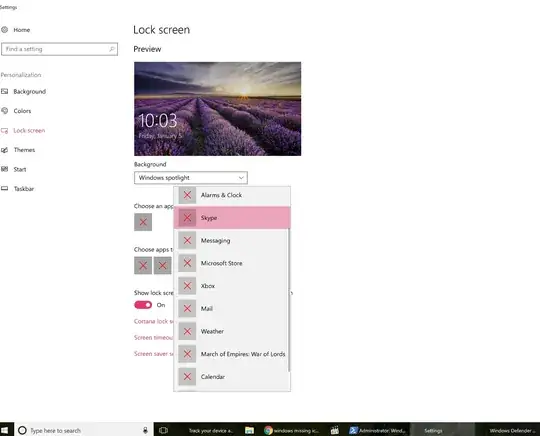Image on Lock screen settings with fallback icon