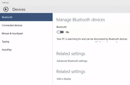 Bluetooth Settings Page - Windows 10