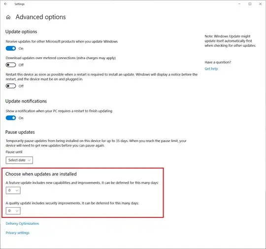 choose when updates are installed option on advanced option on update settings.