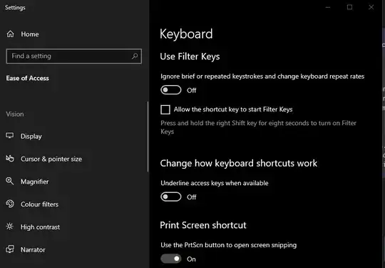 settings for print screen