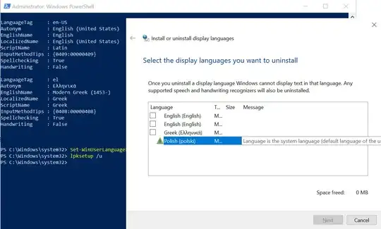Although Polish is not the display language, it shows it as system language