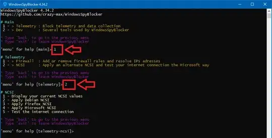WindowsSpyBlocker - options 1, then 2