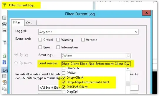 Filter dialog, source choosing