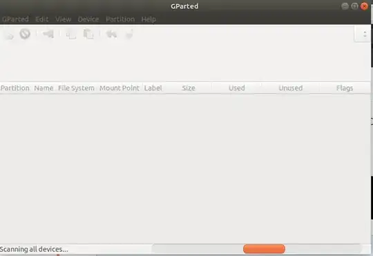 gparted on connecting the external hdd