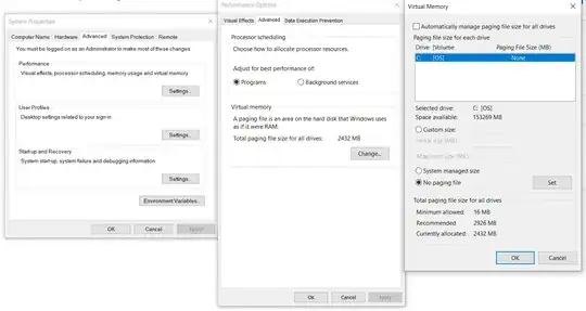 Screen shot of paging settings