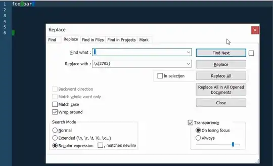 Unicode character in Notepad++ via Find and Replace