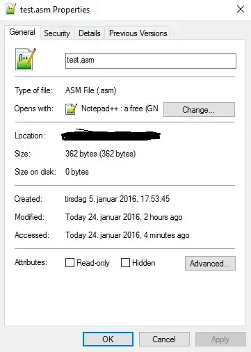 Screenshot of the Properties dialog