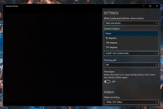 camera app with rotation