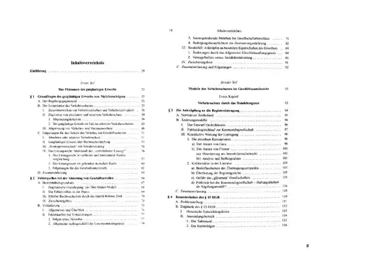 First two pages of the structure