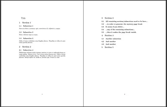 two pages of document with page break visible