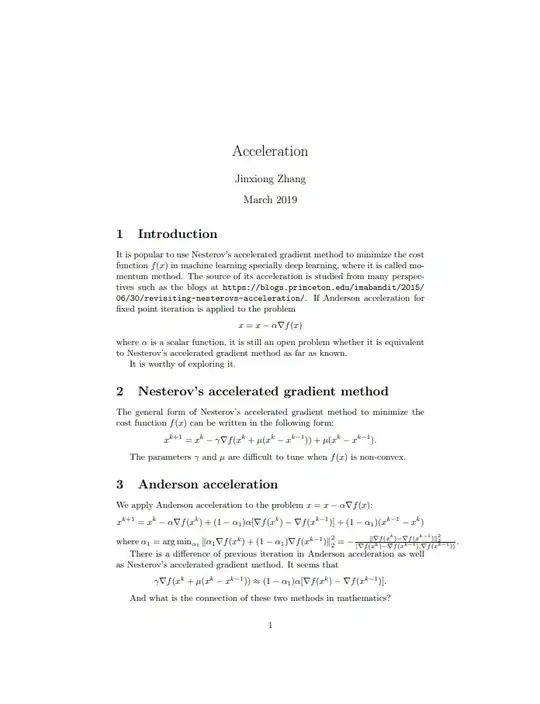 Acceleration in Fixed Point Iteration and Nesterov;s Gradient Method