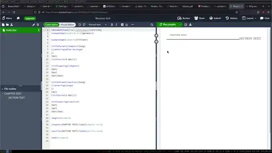 screenshot of the error in overleaf