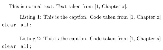 Listing 1: This is the caption. Code taken from [1, Chapter x]
Listing 2: This is the caption. Code taken from [1, Chapter x]