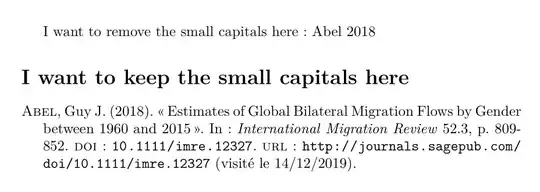 No small caps in citation. Small caps in bibliography.