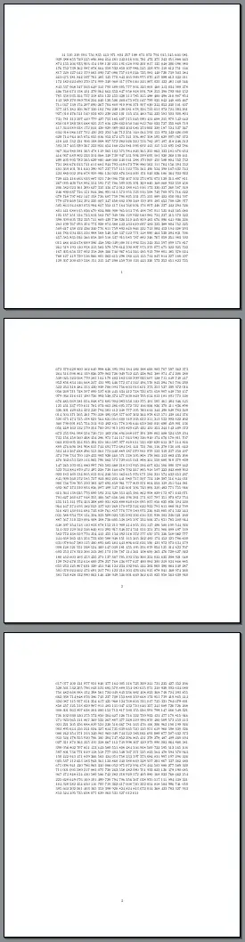 three pages with one number