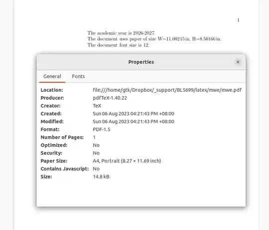 Conflict between dimensions in latex and evince