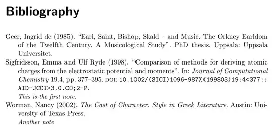 Geer, Ingrid de (1985). “Earl, Saint, Bishop, Skald – and Music. The Orkney Earldom of the Twelfth Century. A Musicological Study”. PhD thesis. Uppsala: Uppsala Universitet.
Sigfridsson, Emma and Ulf Ryde (1998). “Comparison of methods for deriving atomic charges from the electrostatic potential and moments”. In: Journal of Computational Chemistry 19.4, pp. 377–395. doi: 10.1002/(SICI)1096-987X(199803)19:4<377::AID-JCC1>3.0.CO;2-P. This is the first note.
Worman, Nancy (2002). The Cast of Character. Style in Greek Literature. Austin: University of Texas Press. Another note