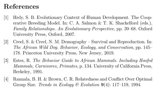 Hrdy, S. B. Evolutionary Context of Human Development. The Cooperative Breeding Model. In: C. A. Salmon & T. K. Shackelford (eds.), Family Relationships. An Evolutionary Perspective, pp. 39–68. Oxford University Press, Oxford, 2007.
Creel, S. & Creel, N. M. Demography – Survival and Reproduction. In: The African Wild Dog. Behavior, Ecology, and Conservation, pp. 145–178. Princeton University Press, New Jersey, 2019.
Estes, R. The Behavior Guide to African Mammals. Including Hoofed Mammals, Carnivores, Primates, p. 134. University of California Press, Berkeley, 1991.
Rannala, B. H. & Brown, C. R. Relatedness and Conflict Over Optimal Group Size. Trends in Ecology & Evolution 9(4): 117–119, 1994.