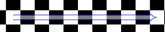 Double arrow with mixed colors on checker board