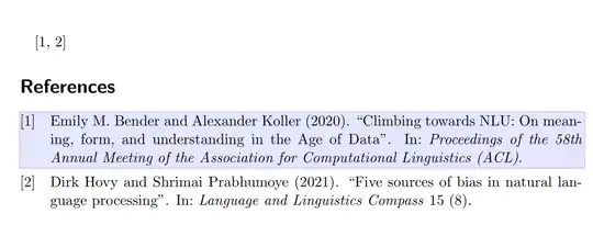 Bibliography with two entries: one is highlighted.