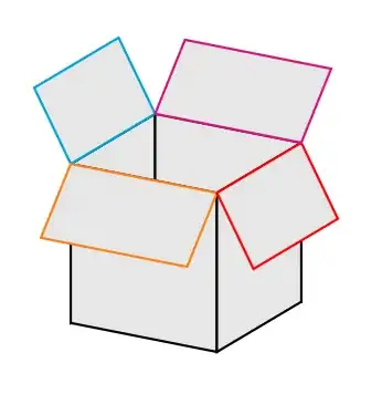 Open box with colored flaps