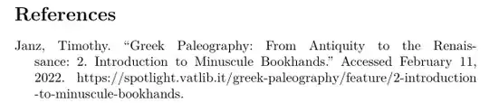 Janz, Timothy. “Greek Paleography: From Antiquity to the Renaissance: 2. Introduction to Minuscule Bookhands.” Accessed February 11, 2022. https://spotlight.vatlib.it/greek-paleography/feature/2-introduction-to-minuscule-bookhands.