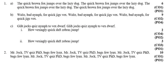 A minimal example showing the question format