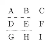 tabular with dashed lines