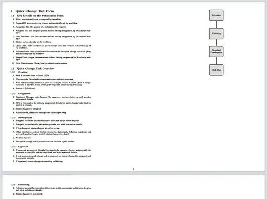 Compiled code showing three columns, one with text, one blank, and one with the TikZ picture, appearing at the top of the third column on the first page