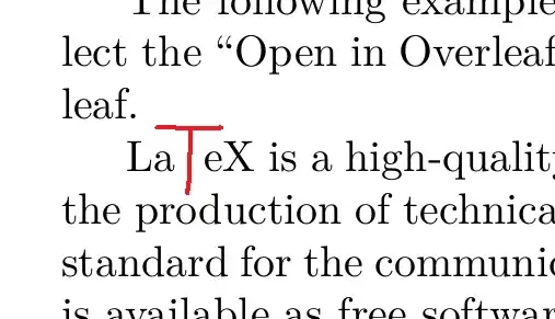 a letter is twice bigger but keeps its original space