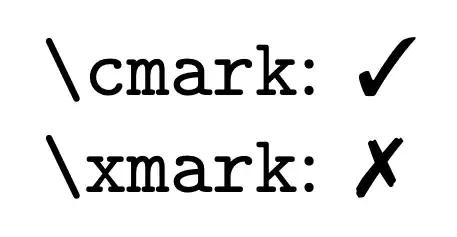 \cmark and \xmark