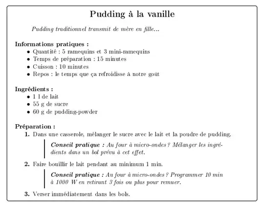 example of a recipe frame