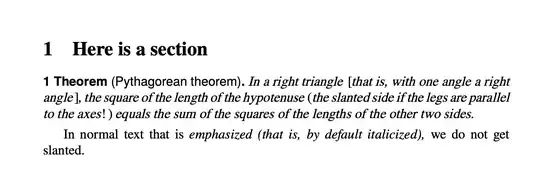 slanted theorem body font with newtx