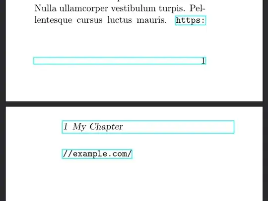 The running hyperlink includes the current page footer and next page header