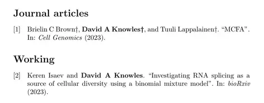 Properly aligned entries in bibliography