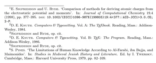 Footnotes with names in small caps.