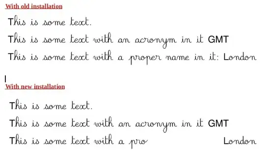 Here is what I get with the same code through the old (top) and new (bottom) installations.