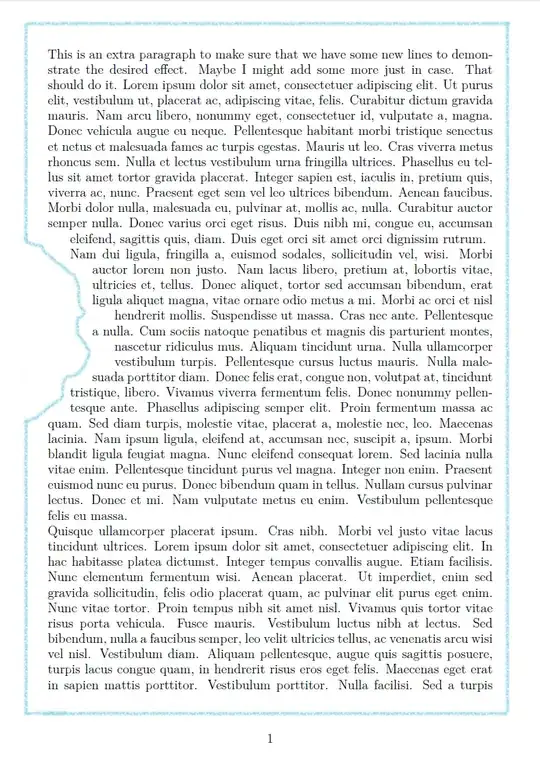 When I add more lines to the top of the page, we can see that the shape doesn't change it's position relative to the page, but rather the text just flows around the shape as in the original case.